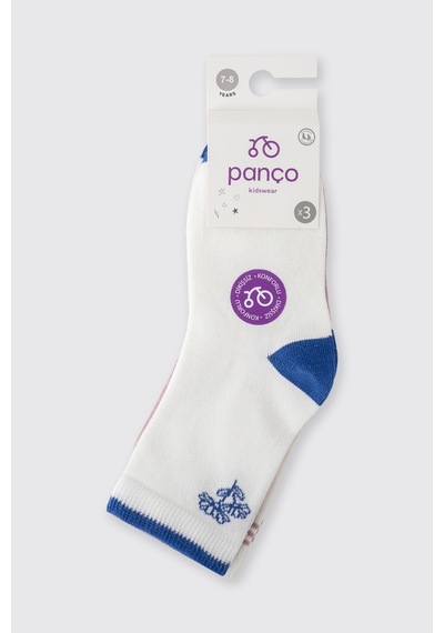 Panço Kız Çocuk 3'lü Soket Çorap 2522gk11010 Renkli