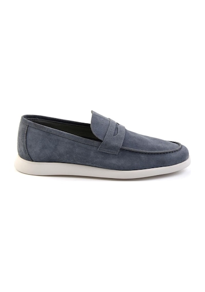 Bambi Kot Mavi Hakiki Deri Erkek Loafer Ayakkabı E01395428302 Mavi