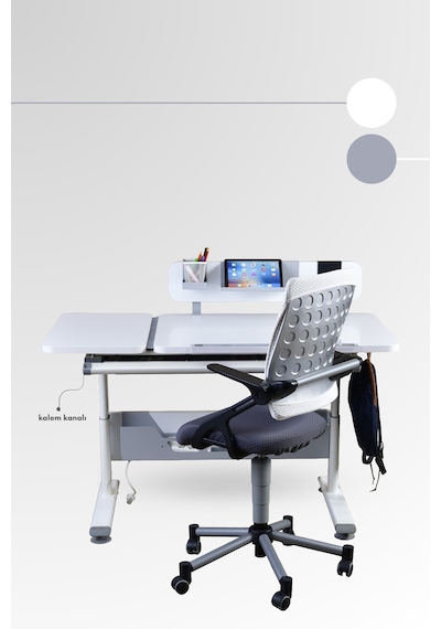 Creo Mobili Yükseklik Ve Eğim Ayarlı, Vega Advanced Bilgisayar Ve Çalışma Masası Takımı Beyaz/gri Gri