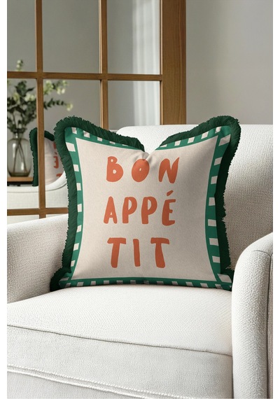 Dekoratif Bon Appetite Yazılı Saçaklı Yastık Kılıfı - Retro Typografi Gri Püsküllü Kırlent Kılıfı Uzak Vadi Mira Dekoratif Bon Appetite Yazılı Saçaklı Yastık Kılıfı - Retro Typografi Gri Püsküllü Kırlent Kılıfı Uzak Vadi Mira