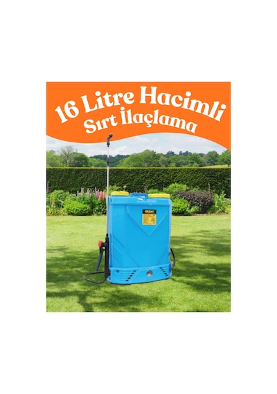 16 Lt Şarjlı İlaçlama Pompası 12v 8ah Akülü Pulverizatör Sırt İlaçlama Bitki Bahçe İlaçlama