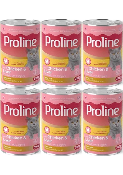 Pro Line Tavuklu ve Ciğerli Yetişkin Kedi Konservesi 6 x 395 G