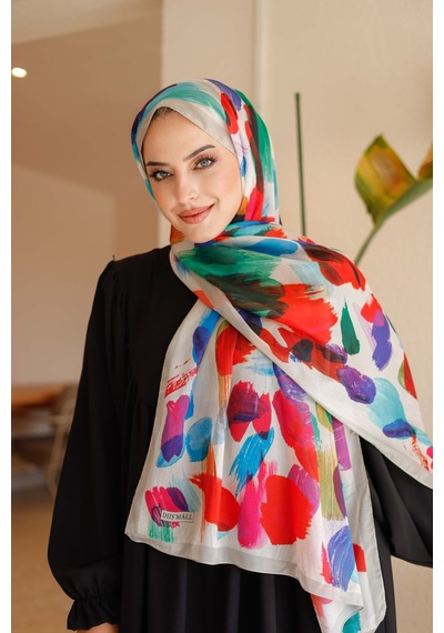 Mimiyum Nayf İpek Şal Pastel Desen - Taş Rengi