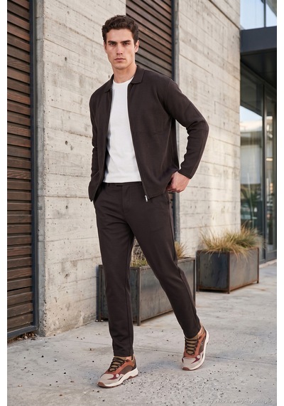 Buratti Regular Fit Düz Paça Bağlamalı Pantolon Erkek Pantolon 6843700 Kahve