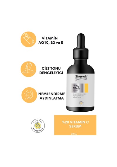 Sirenol Natural Cadı Fındığı Yüz Temizleme Köpüğü 250 ML + Tonik 300 ML + Vitamin C Serum 30 ML + Makyaj Pamuğu 3'lü