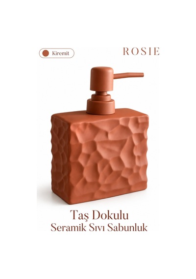 Rosıe Kiremit Taş Dokulu Dikdörtgen Seramik Sıvı Sabunluk 450 Ml Karışık