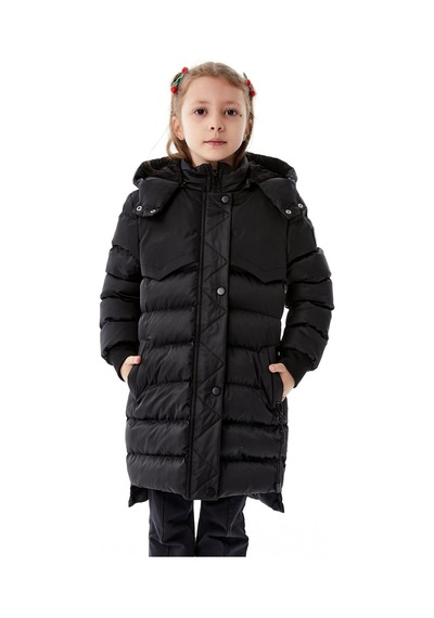 Kız Çocuk Kapüşonlu Kışlık Şişme Mont 51356 Siyah