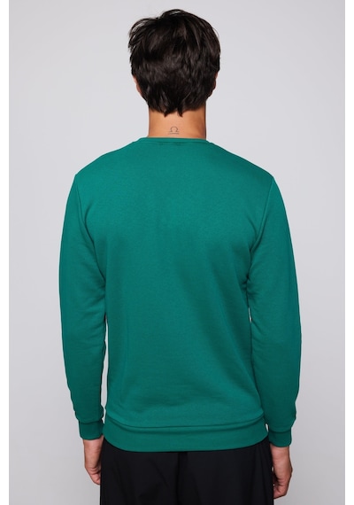 Tudors Pamuk Bisiklet Yaka Basıc Unisex Yeşil Sweatshirt-27897-yeşil Yeşil