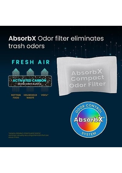 İtouchless 3'lü Paket Kompakt Absorbx Koku, Çöp Kutusu Filtreleri 10l Siyah