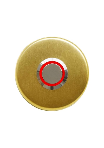 Lockway Z-101gk Paslanmaz Zil Butonu - Altın Renk Kırmızı Led