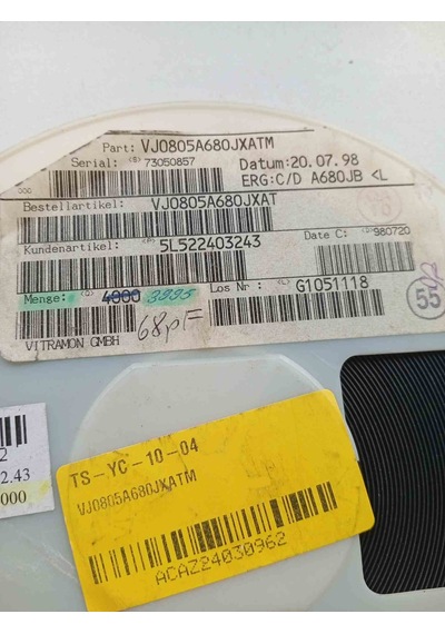Vj0805a680jxatm 68 Pf 5% 50v 0805 500 Adet