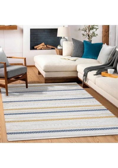 Bespoky Liza Geometrik Etnik Salon Halısı Makine Dokuma Krem - Ekru - 18504