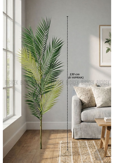 Biçiçek Yedek Areka Dalı 130cm 8 Yaprak Ve 2kg Dekorati̇f Taş