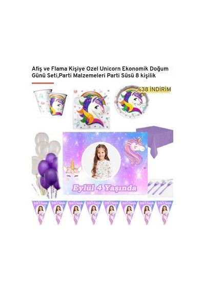 10 Kişilik Fotoğraflı Altın Full Kişiye Özel Doğum Günü Süsleme V +3