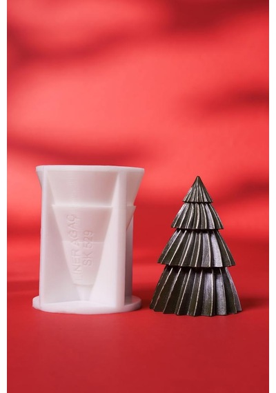 Liner Çam Ağacı Silikon Mum Kalıbı Beyaz