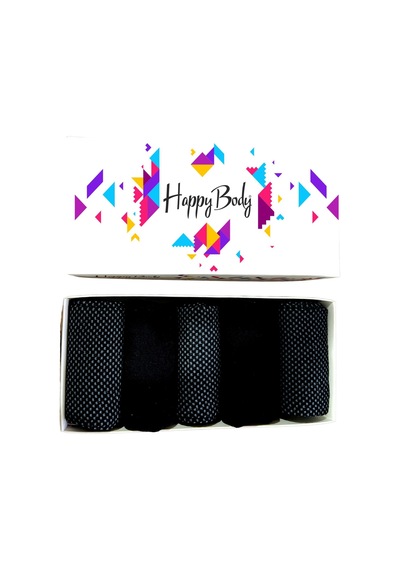 Happy Body (Art...: 13371-2B) Erkek Penye Pamuklu 5 Çift Kutulu Siyah - Siyah