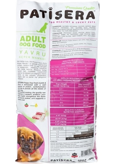 Patisera Kuzu Etli ve Prinçli Yavru Köpek Maması 15 KG