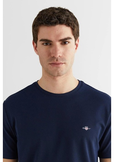 Gant Erkek Lacivert Bisiklet Yaka Regular Fit Logolu T-shirt-14842