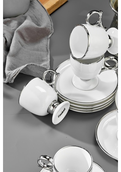 Cooker Zenora 6 Kişilik 90 Ml Porselen Kahve Fincan Takımı Ckr4526 Gümüş