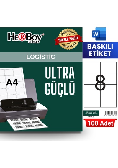 Herboy Hb-1374 105 X 74 Mm A4 Baskılı Laser Etiket 100 Adet