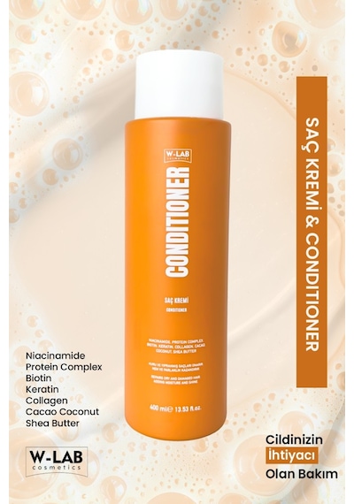 W-Lab Cosmetics Yumuşatıcı Nemlendirici Ve Besleyici Saç Kremi 400 Ml