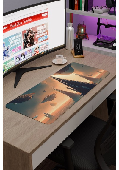 Yıldız Galaksi Kaymaz Dikişli Kauçuk Oyuncu Mousepad V1 - 70x30 Xl Gaming Mouse Pad Fare Altlığı