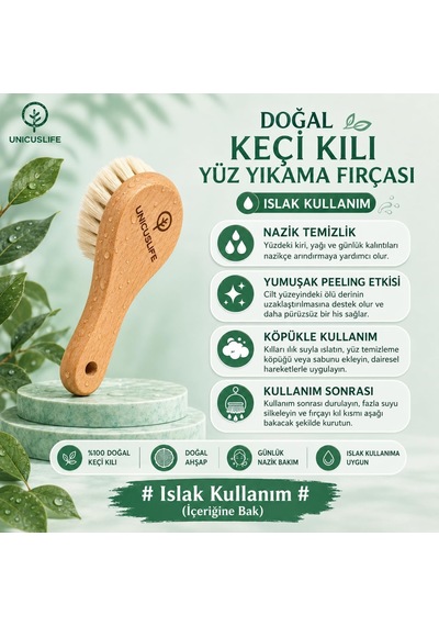 Doğal Keçi Kılı Yüz Yıkama Fırçası