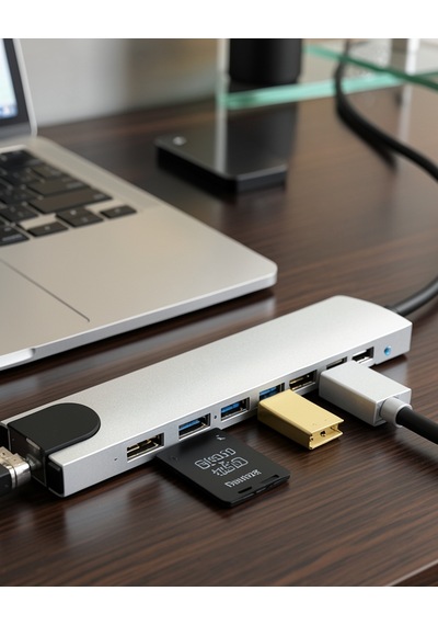 Usb C Çoklu Port Adaptör Hdmı Usb Ethernet Sd Kart Hub Uczzz Apple MacBook Uyumlu dönüştürücü-2