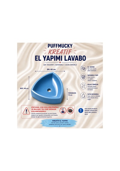 Lavabo Tezgah Üstü Lavabo Banyo Tuvalet Lavabosu Mavi Açık Koyu Mavi Açık Koyu