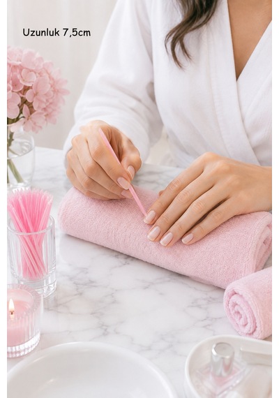 Reçine Manikür Çubuğu 7cm 100'lü Set Kütikül İtme Çubuğu Pembe