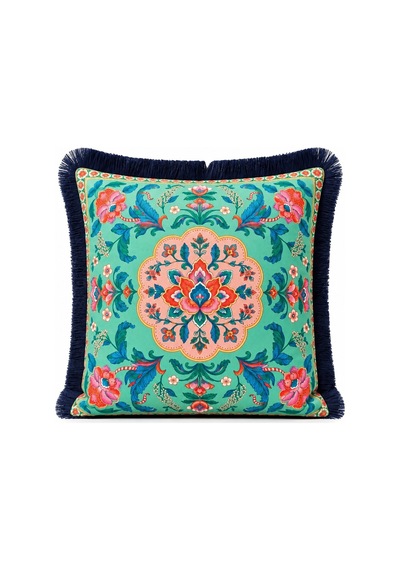 Oriental Bloom Çiçek Desenli 4 Lü Saçaklı Kırlent Kılıfı 45 x 45