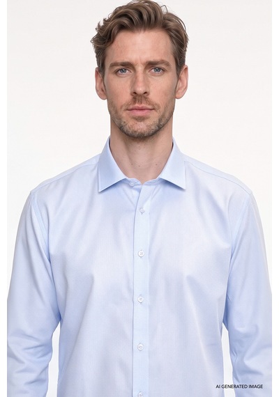 Ac&co Erkek Acık Mavı Non-ıron Ütü Gerektirmeyen %100 Pamuk Slim Fit Dar Kesim Klasik Yaka Gömlek