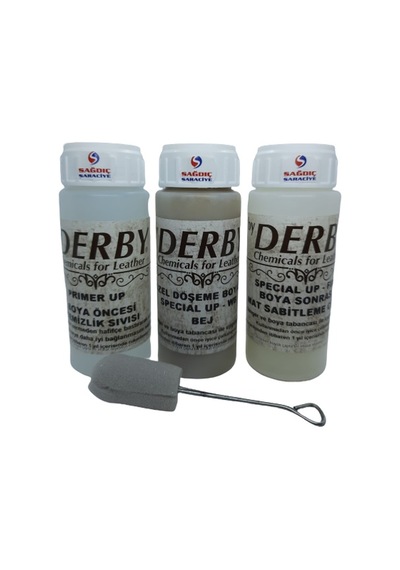 3'lü Derby Bej Deri Oto Direksiyon Döşeme Boyama  Seti