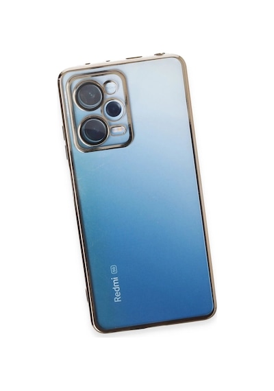 Xiaomi Redmi Note 12 Pro 5g Kılıf Razer Lensli Silikon - Gold Düz Renkli