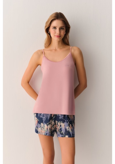 Suwen Garden Atlet Şort Pijama Takımı Sh26551667348 Mavi