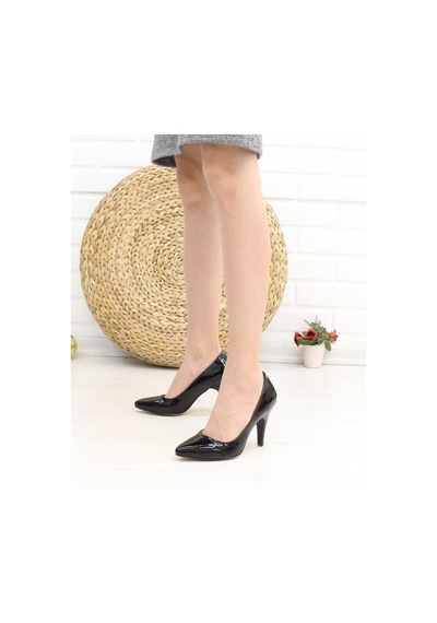Nesil Shoes Bln 501 Siyah Rugan İnce Topuk Kadın Stiletto Siyah Rugan Siyah