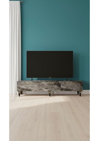 Modern Mobilya Tokyo Tv Ünitesi Tv Sehpası Ayaklı 3 Kapaklı Siyah Mermer Desenli 150 Cm Siyah Modern Mobilya Tokyo Tv Ünitesi Tv Sehpası Ayaklı 3 Kapaklı Siyah Mermer Desenli 150 Cm Siyah