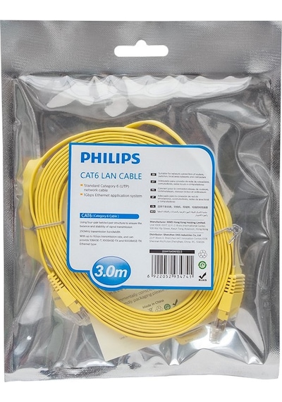 Philips Uyumlu Swa1949W/93-3 Utp Cat6 3 Metre Yassı Flat Ethernet Kablo
