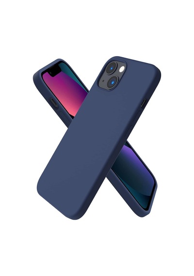 İphone 13 Uyumlu Kadife İç Yüzeyli Lacivert Silikon Telefon Kılıfı