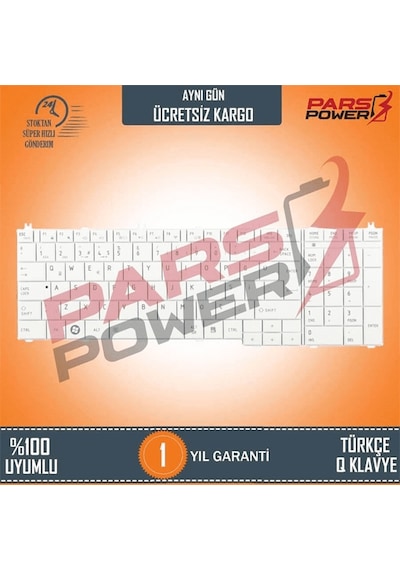 Toshiba Uyumlu Satellite L655-1D2, L655-1D3 Notebook Klavye (Beyaz TR) (Pars Power) Beyaz 671423