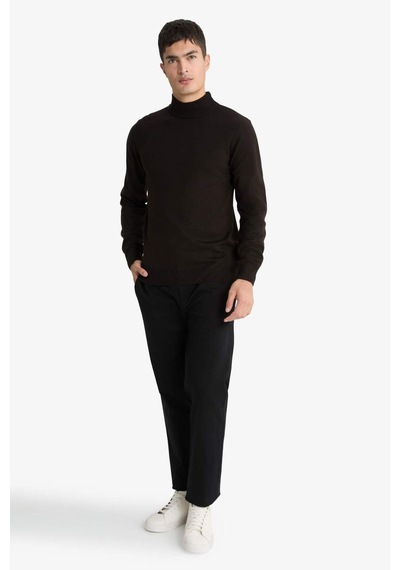 Defacto Slim Fit Dar Kesim Balıkçı Yaka Basic Düz Triko Kazak R1127az25wnbn497 Kahve