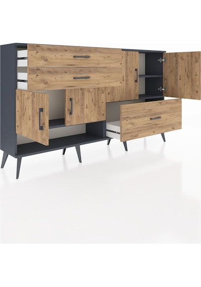 Arges Konsol 3 Raflı 3 Çekmeceli 4 Kapaklı 176x30x99 Antrasit-çam Antrasit-çam