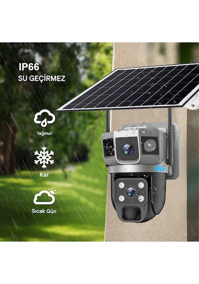 6mp Akıllı Alarmlı 4g Kamera Anında Bildirim, İnsan Takip, Gece Renkli, Solar Enerji Güneş Enerjili