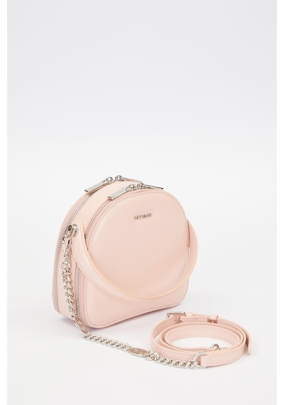 Pembe Çift Fermuarlı Omuz Çantası Pembe