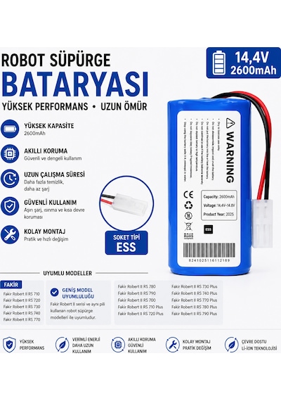 Xiaomi Mi Robot Vacuum Mop Essential Uyumlu Robot Süpürge Bataryası 14.4v 2600mah Li-ion