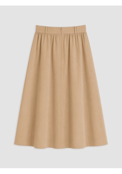 Lcw Modest Bej Beli Lastikli Poplin Kloş Etek