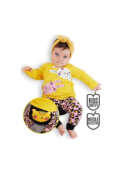 Leopar Kız Bebek T-shirt Tayt-Pantolon Takım