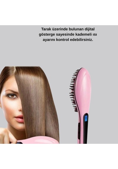 Dijital Saç Düzleştirici Tarak 5 Kademeli 80 230 C Isı Ayarı, Seramik Plaka Ve İyon Kontrolü
