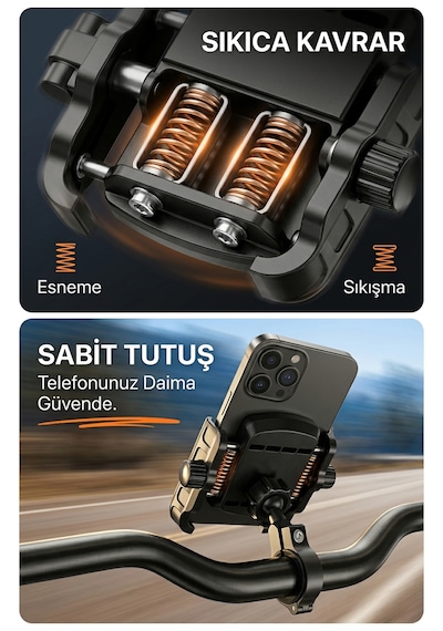 Motosiklet Bisiklet Telefon Tutucu Gidon Ve Ayna Bağlantılı Motor Tutacağı Scooter 10cmx8. 5cm