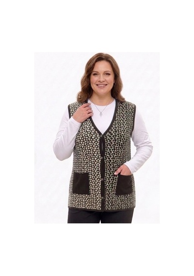 Onno Style Women Çelik Örgü Klasik Leopar Desen Triko Yelek Kahverengi